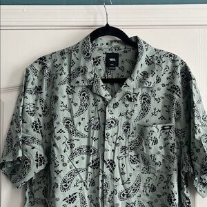 Vans Men's Mint Green Paisley Button Down Shirt
